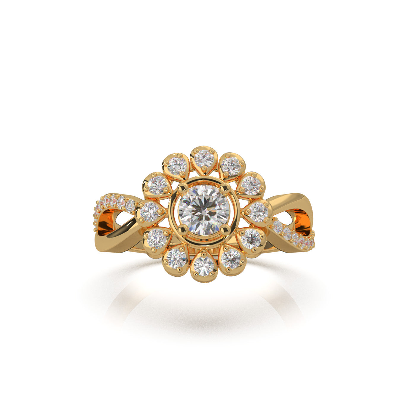 0.85 ct Moissanite Fancy Rings in 14k Yellow Gold