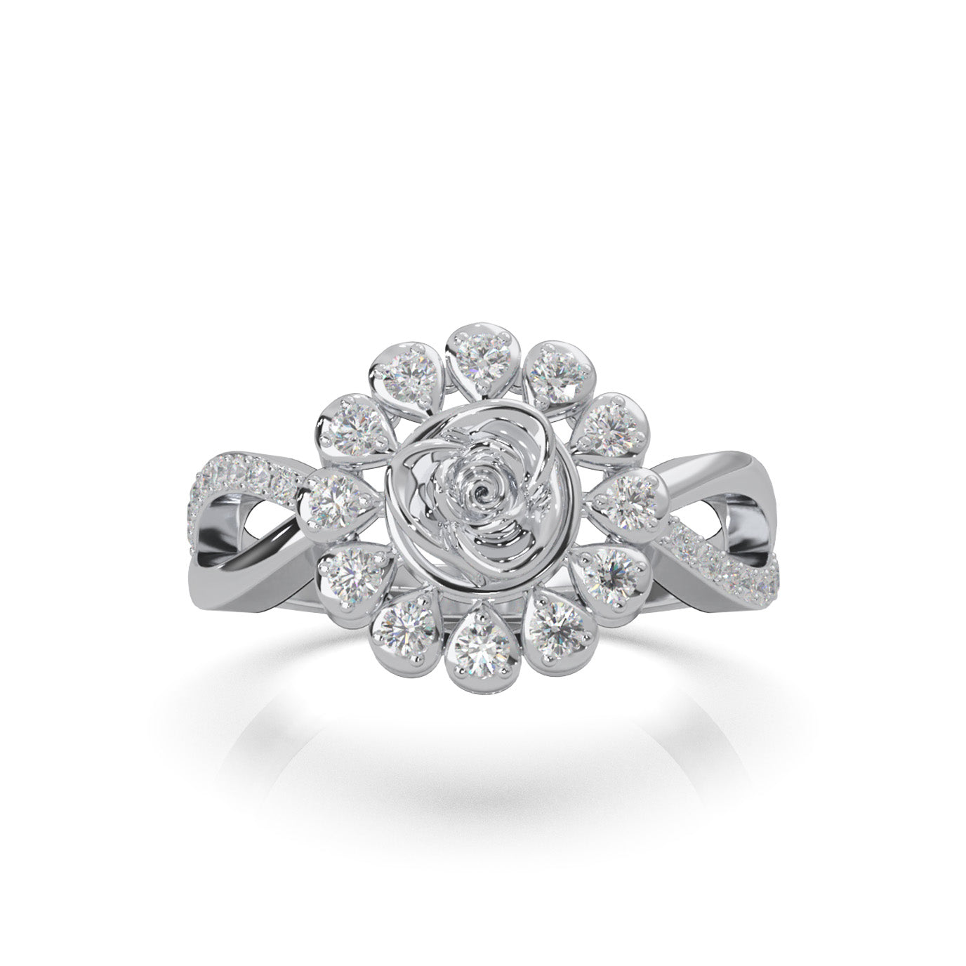 0.50 ct Moissanite Fancy Rings in 14k White Gold
