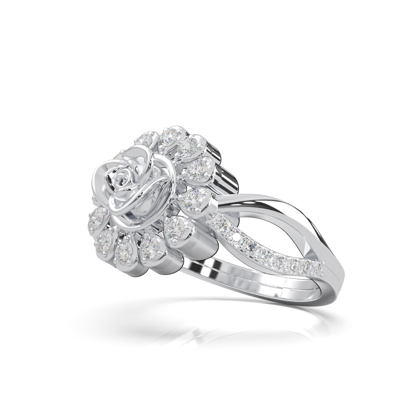 0.50 ct Natural Diamond Fancy Rings in 14k White Gold