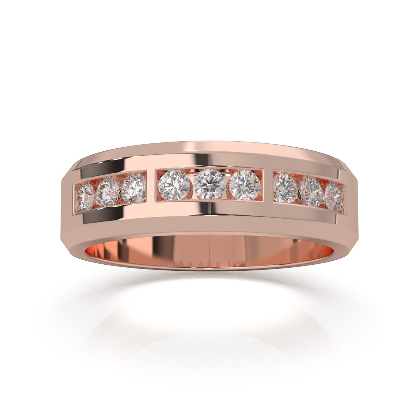 0.60 ct Natural Diamond Wedding Bands in 10k Rose Gold