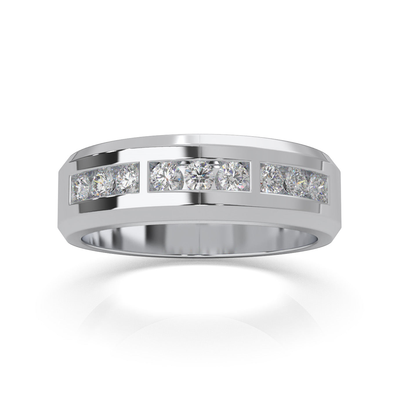 0.60 ct Moissanite Wedding Bands in 10k White Gold