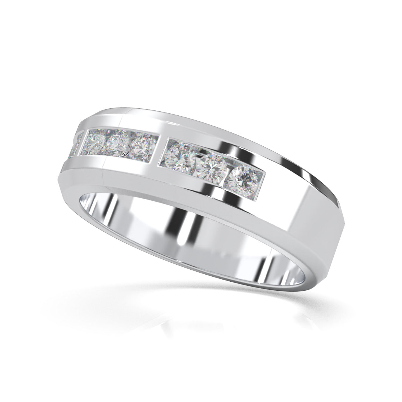 0.60 ct Natural Diamond Wedding Bands in 10k White Gold