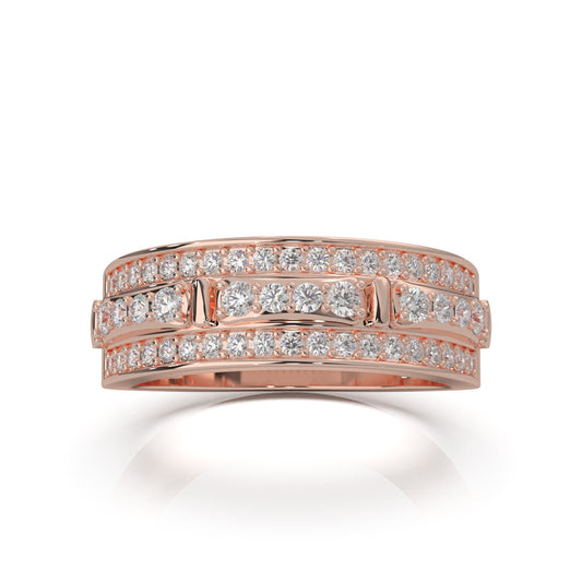 0.60 ct Natural Diamond Wedding Bands in 14k Rose Gold