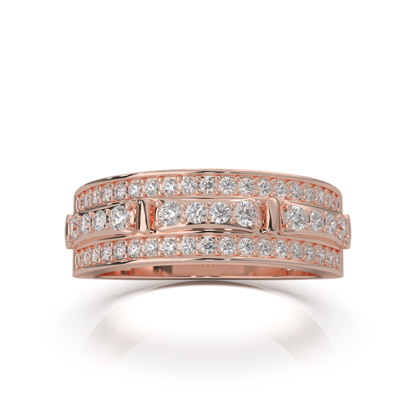 0.60 ct Lab Grown Diamond Wedding Bands in 14k Rose Gold