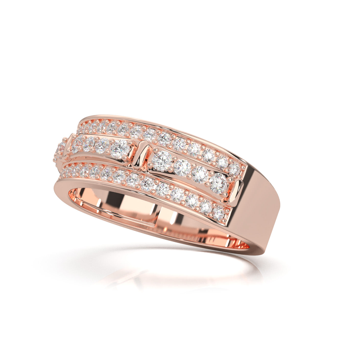 0.60 ct Moissanite Wedding Bands in 10k Rose Gold