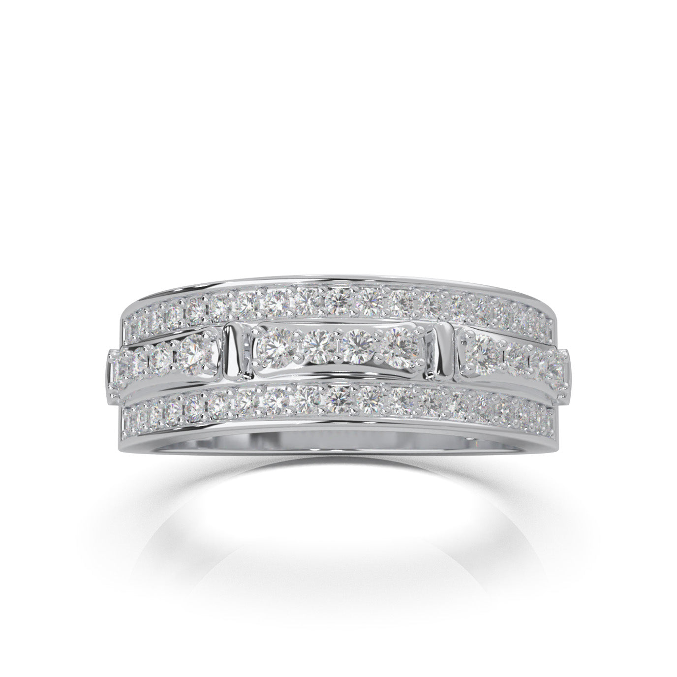 0.60 ct Moissanite Wedding Bands in 10k White Gold