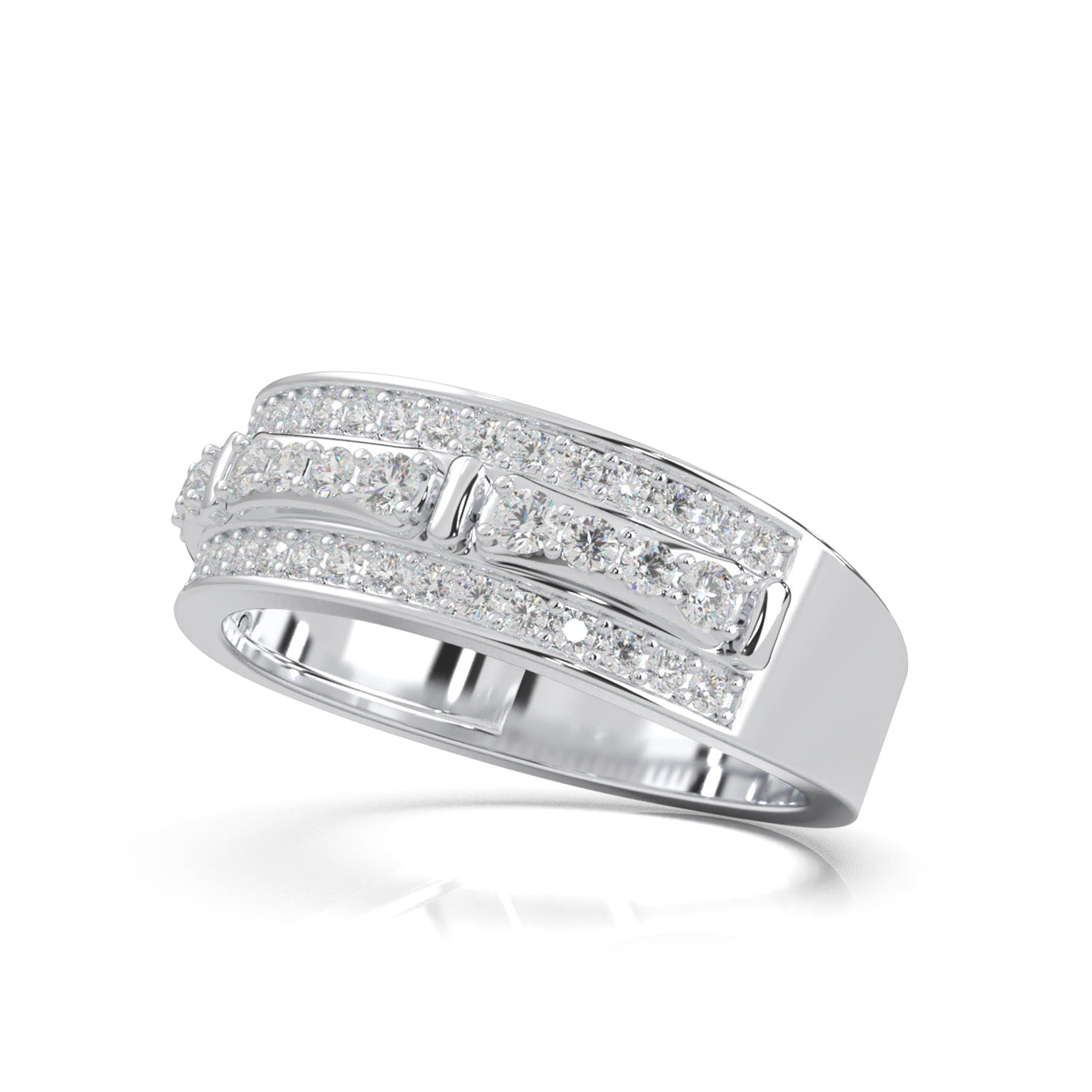 0.60 ct Natural Diamond Wedding Bands in 14k White Gold