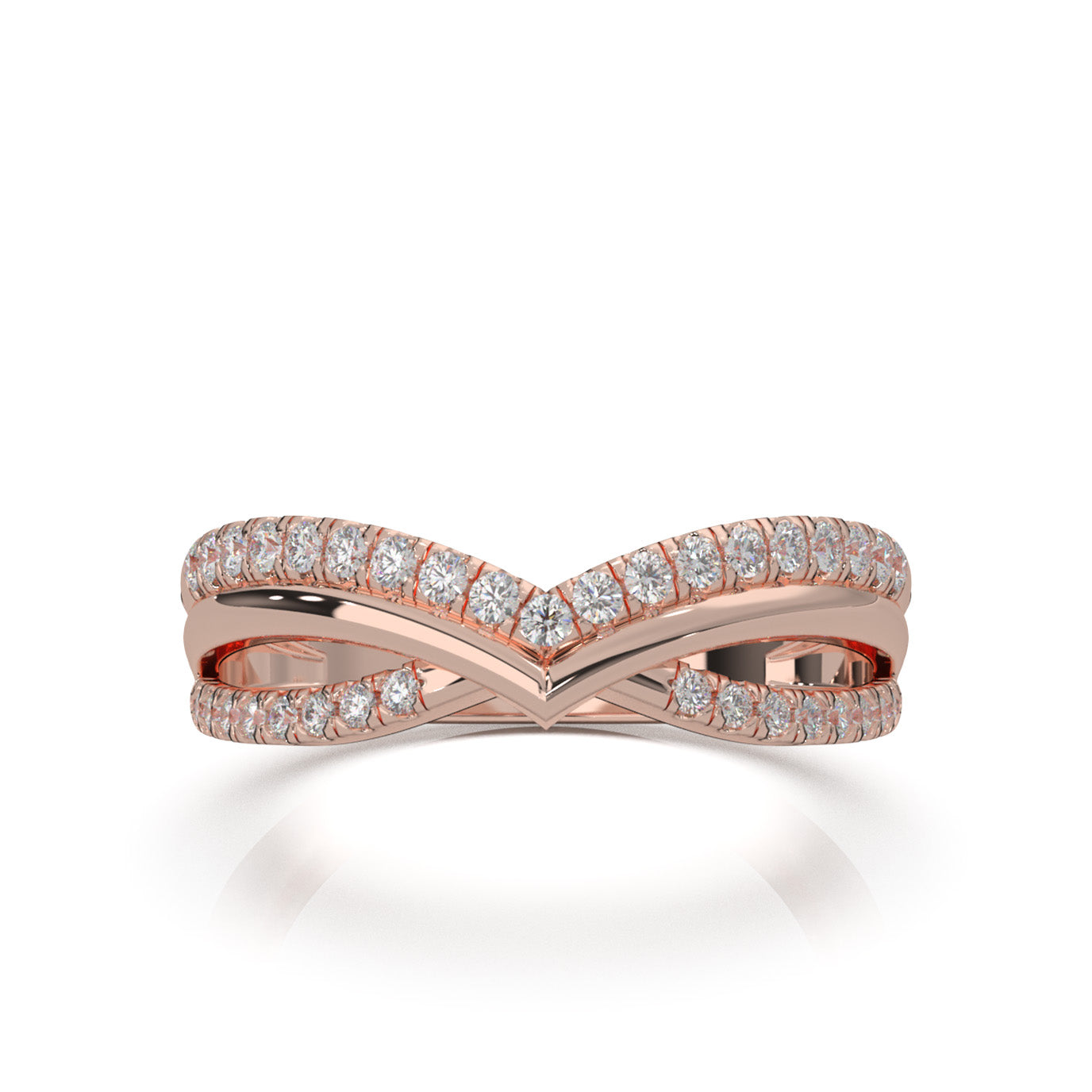 0.45 ct Natural Diamond Wedding Bands in 14k Rose Gold