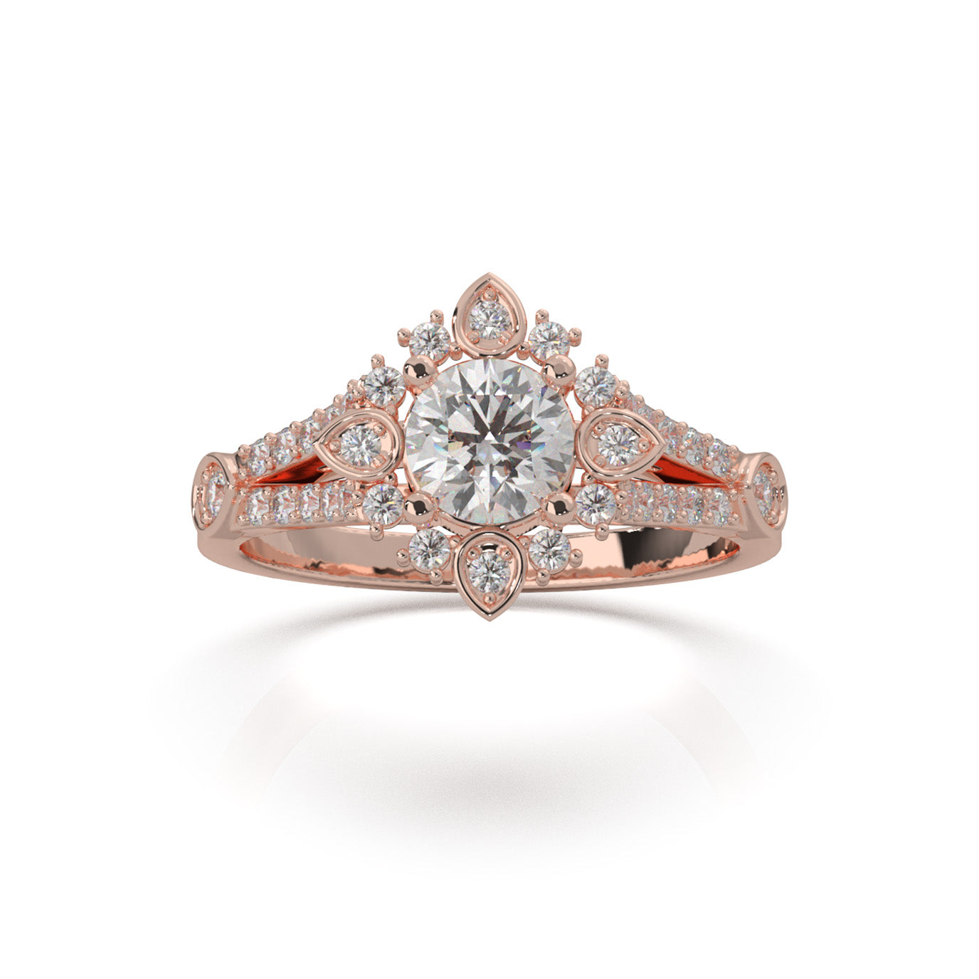 1.00 ct Moissanite Engagement Rings in 14k Rose Gold