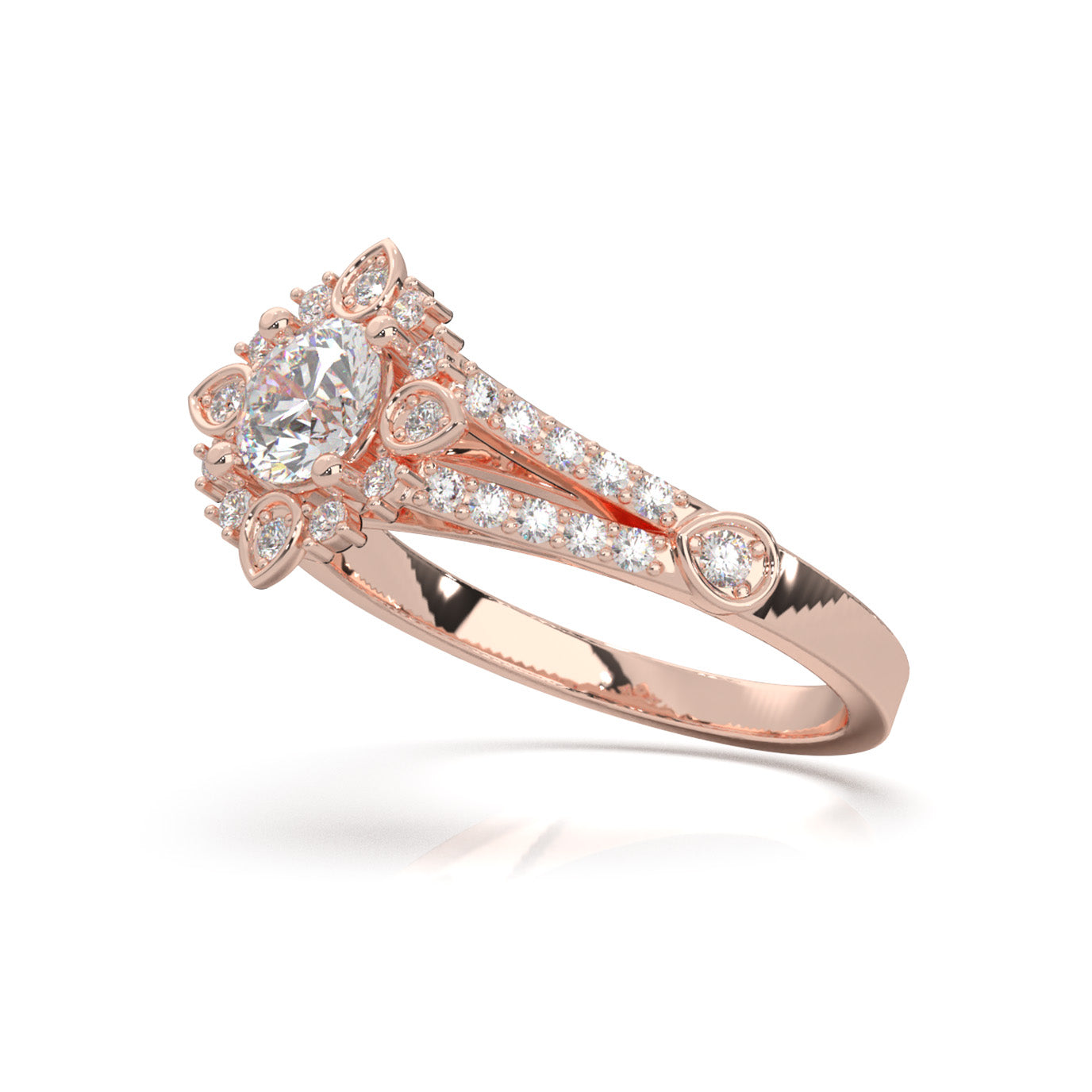 1.00 ct Natural Diamond Engagement Rings in 14k Rose Gold