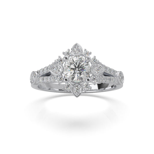 1.00 ct Natural Diamond Engagement Rings in 14k White Gold