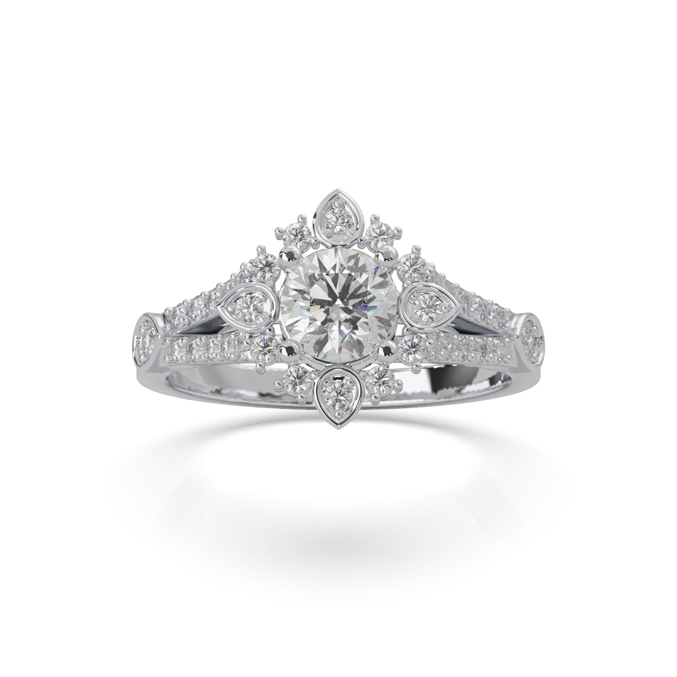 1.00 ct Moissanite Engagement Rings in 10k White Gold