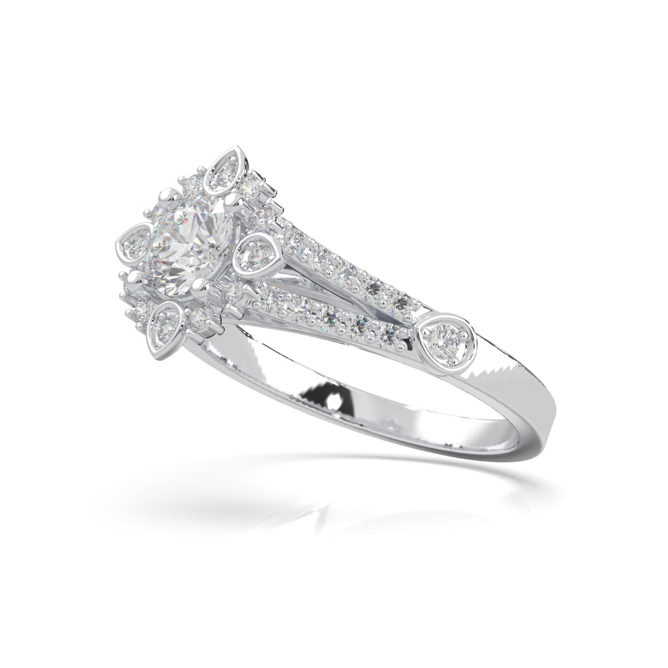 1.00 ct Moissanite Engagement Rings in 10k White Gold