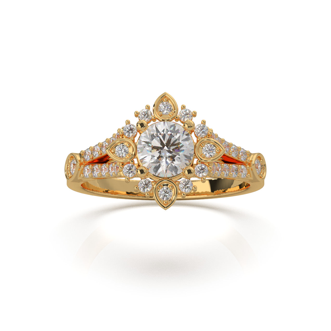 1.00 ct Natural Diamond Engagement Rings in 10k Yellow Gold