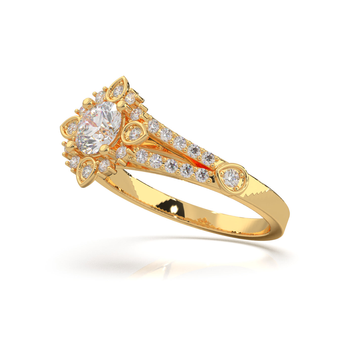 1.00 ct Natural Diamond Engagement Rings in 10k Yellow Gold