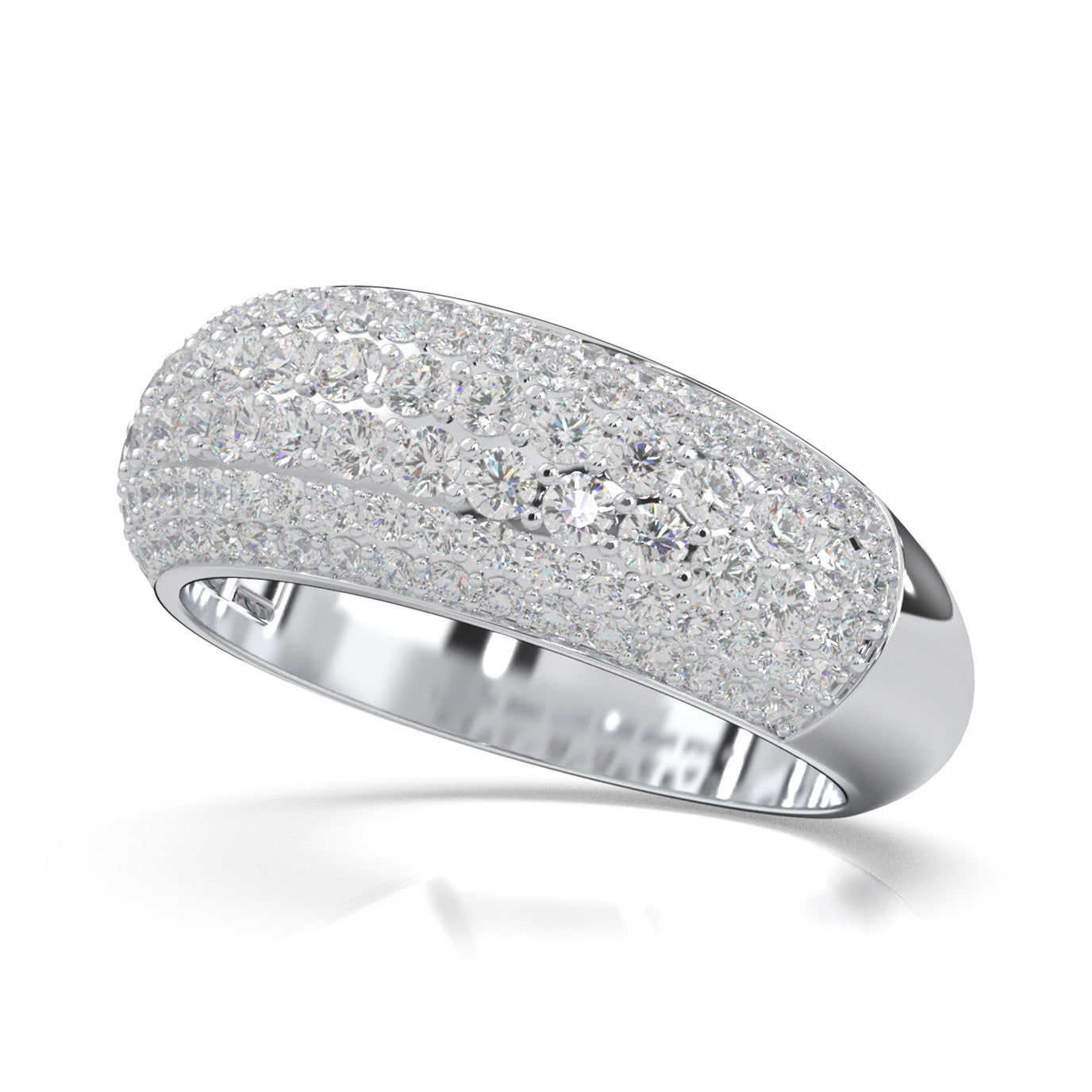 2.10 ct Natural Diamond Wedding Bands in 10k White Gold
