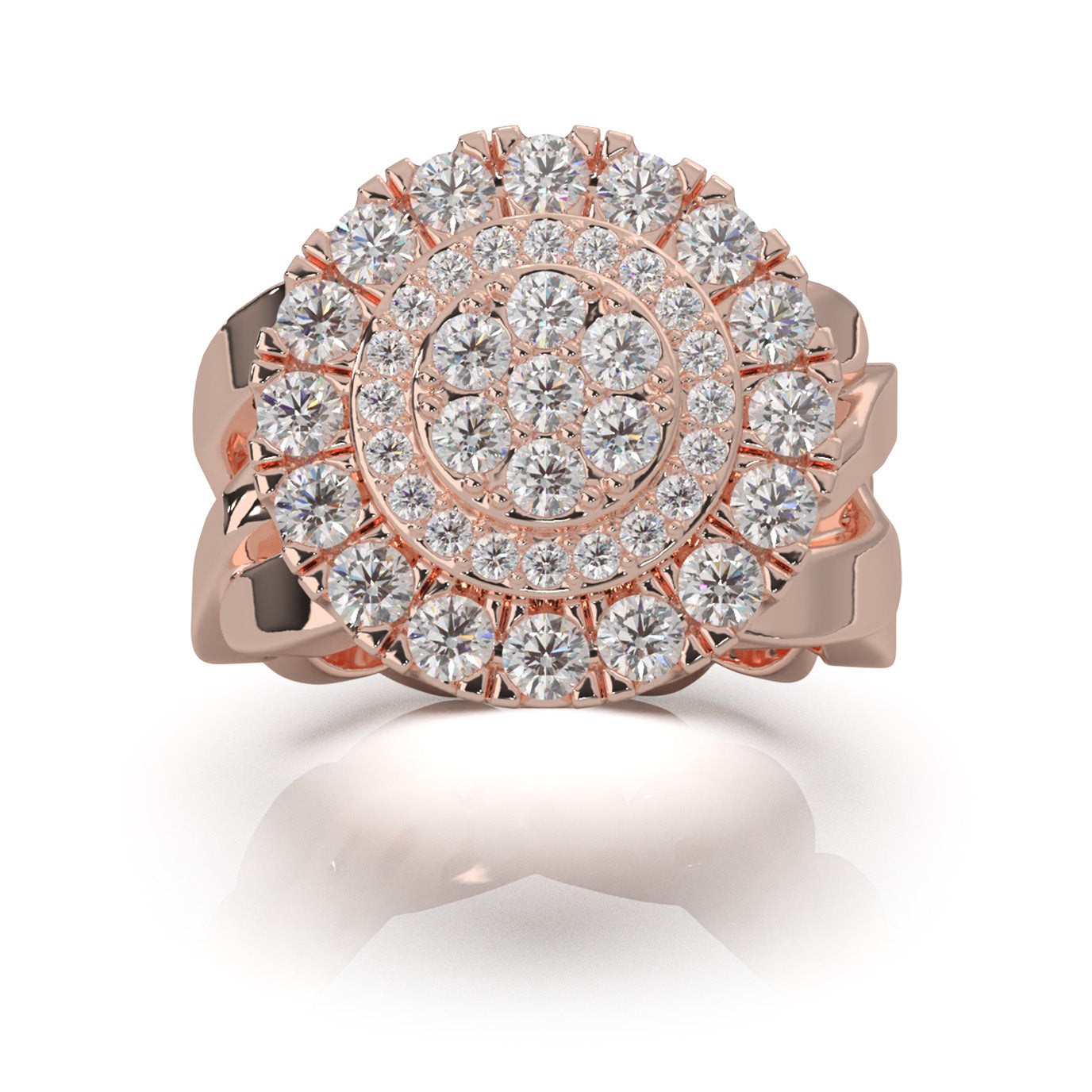 3.80 ct Moissanite Mens Rings in 14k Rose Gold