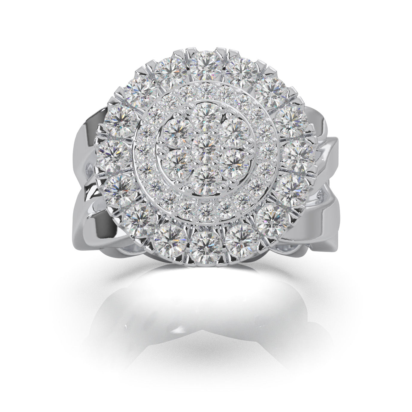 3.80 ct Moissanite Mens Rings in 10k White Gold