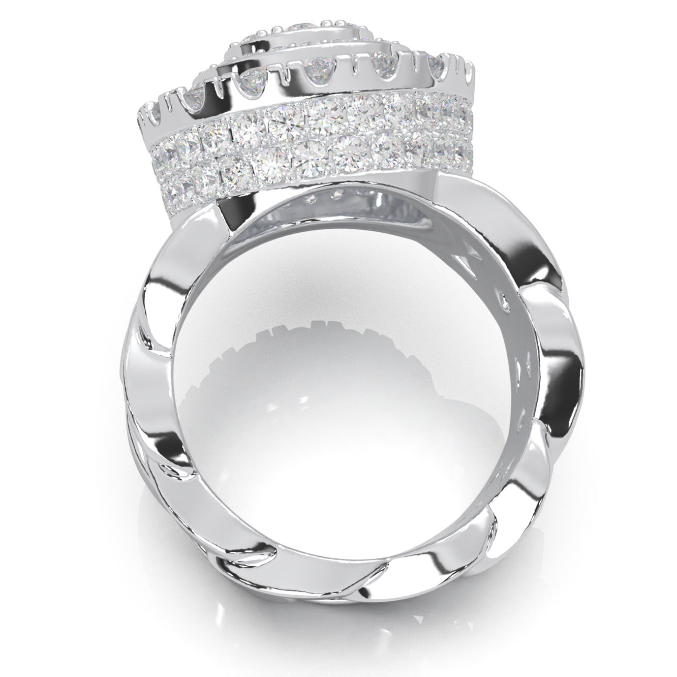 3.80 ct Lab Grown Diamond Mens Rings in 14k White Gold