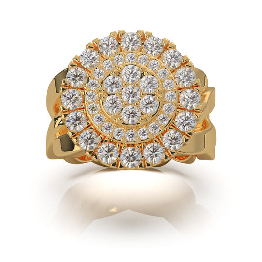 3.80 ct Moissanite Mens Rings in 14k Yellow Gold