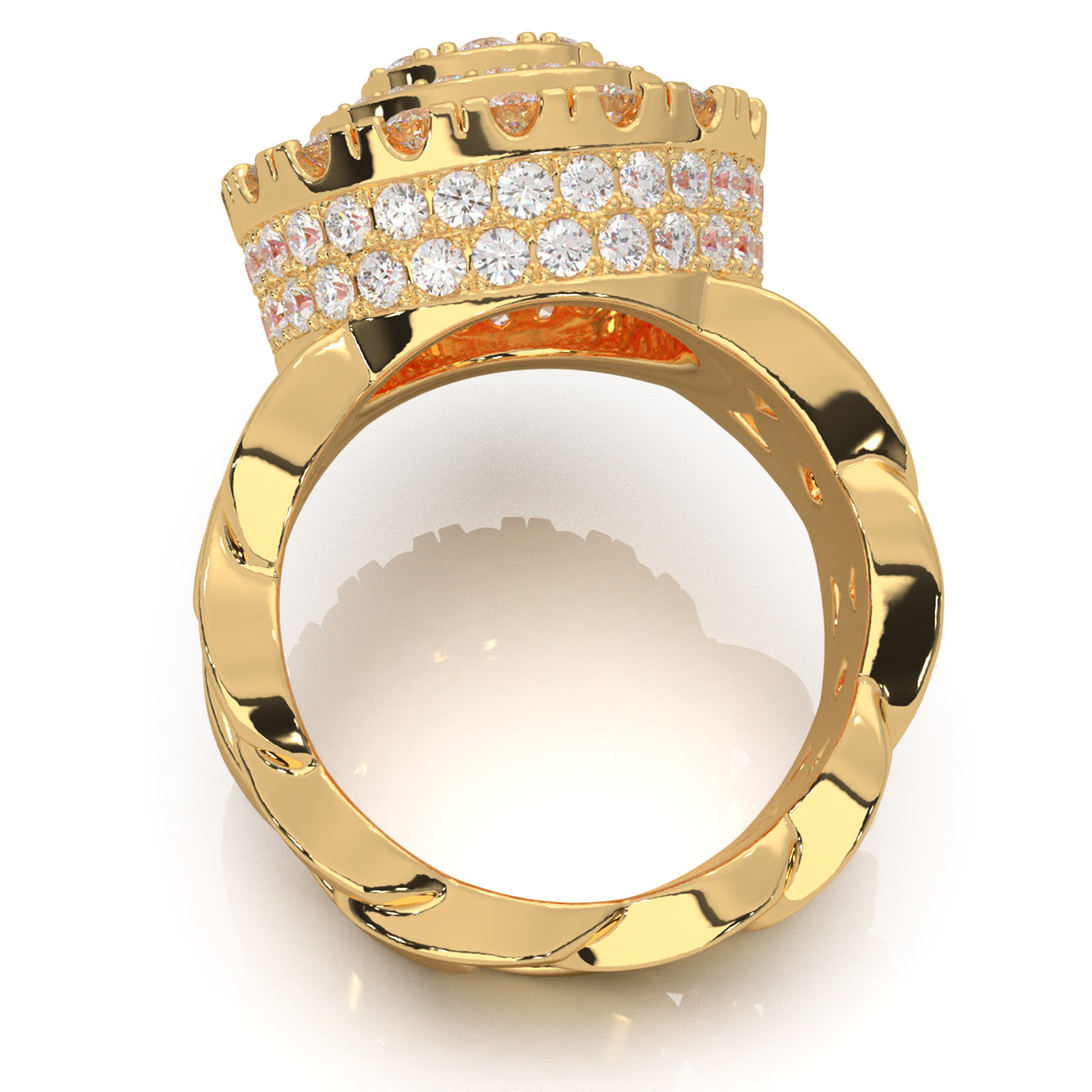 3.80 ct Moissanite Mens Rings in 14k Yellow Gold