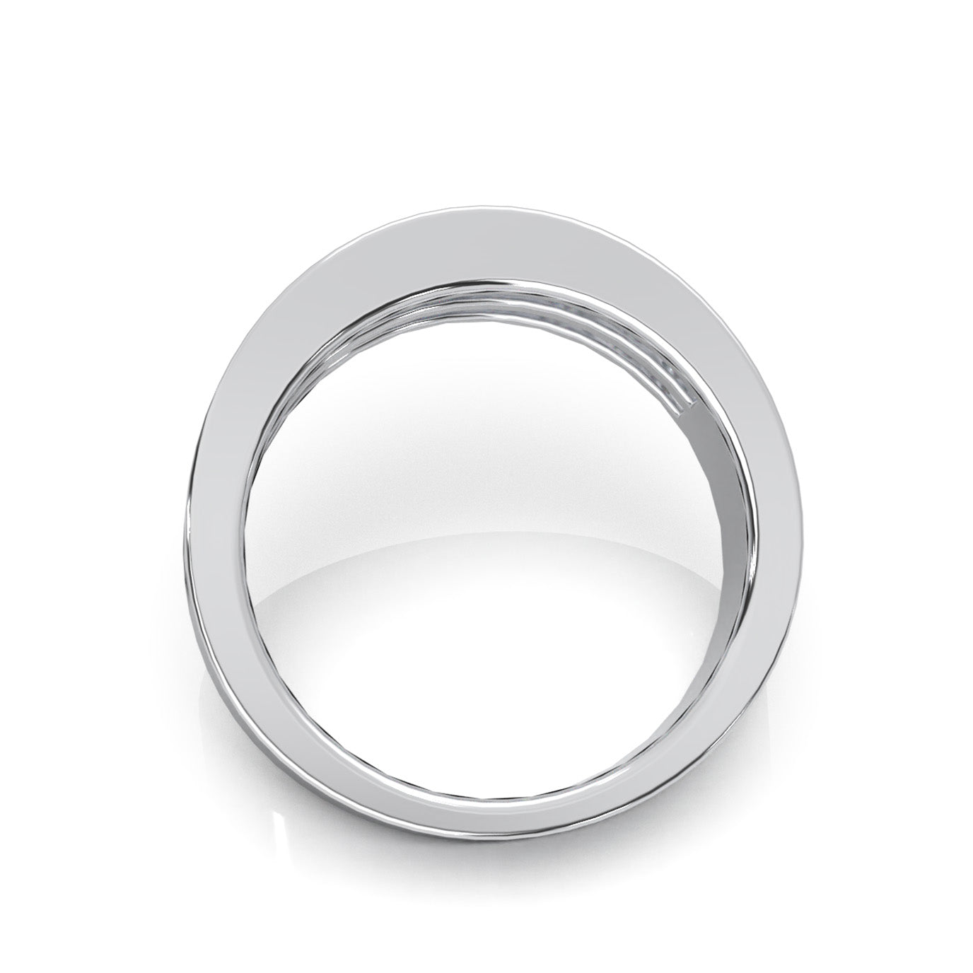 1.20 ct Moissanite 2 Row Round Cut Channel Wedding Band in 14k White Gold