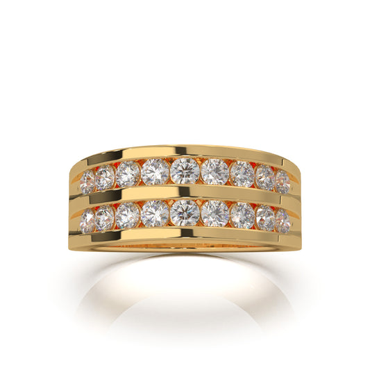 1.20 ct Natural Diamond 2 Row Round Cut Channel Wedding Band in 10k Yellow Gold