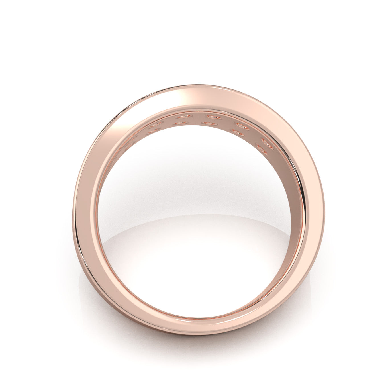 1.60 ct Natural Diamond 2 Row Round Cut Channel Wedding Band in 14k Rose Gold
