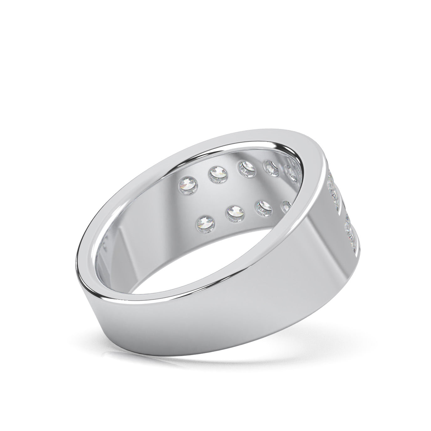 1.60 ct Moissanite 2 Row Round Cut Channel Wedding Band in 10k White Gold