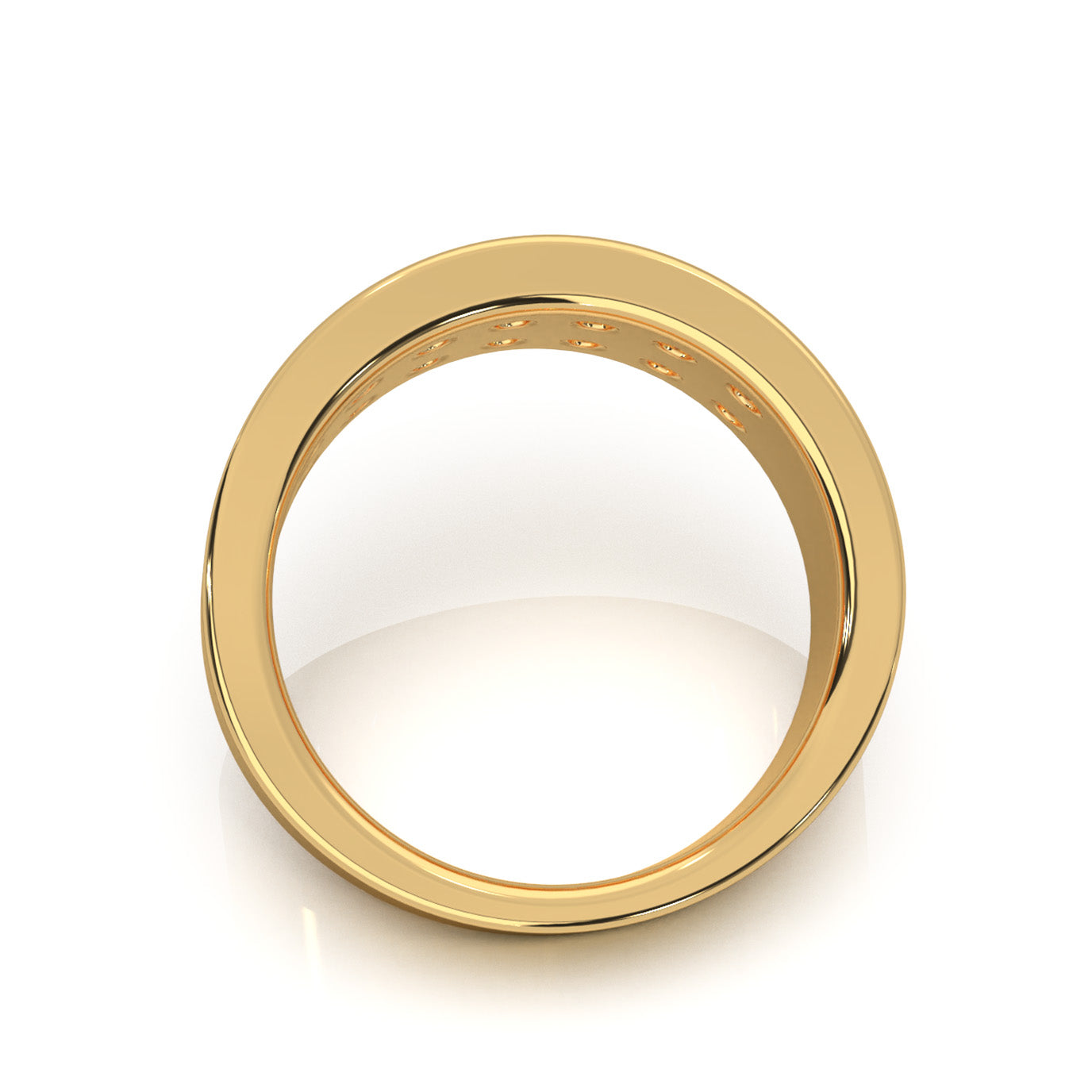 1.60 ct Moissanite 2 Row Round Cut Channel Wedding Band in 14k Yellow Gold