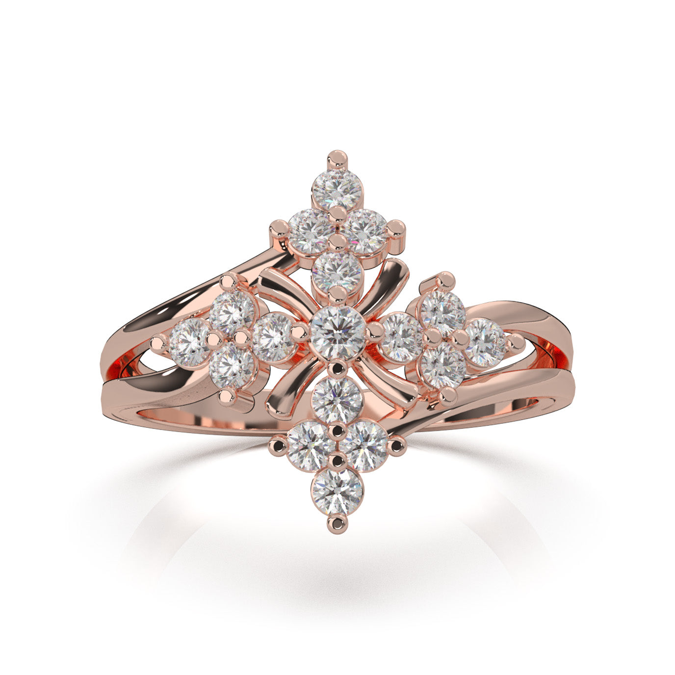 0.75 ct Moissanite Fancy Rings in 14k Rose Gold