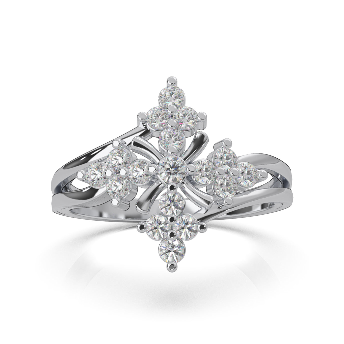 0.75 ct Moissanite Fancy Rings in 14k White Gold