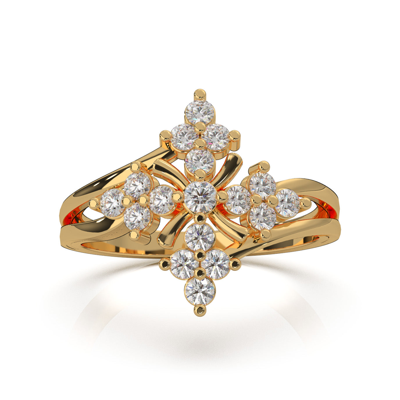 0.75 ct Moissanite Fancy Rings in 14k Yellow Gold