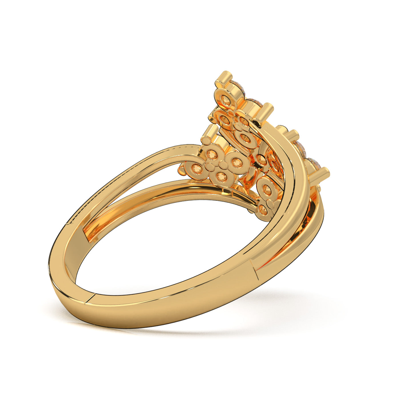 0.75 ct Moissanite Fancy Rings in 14k Yellow Gold