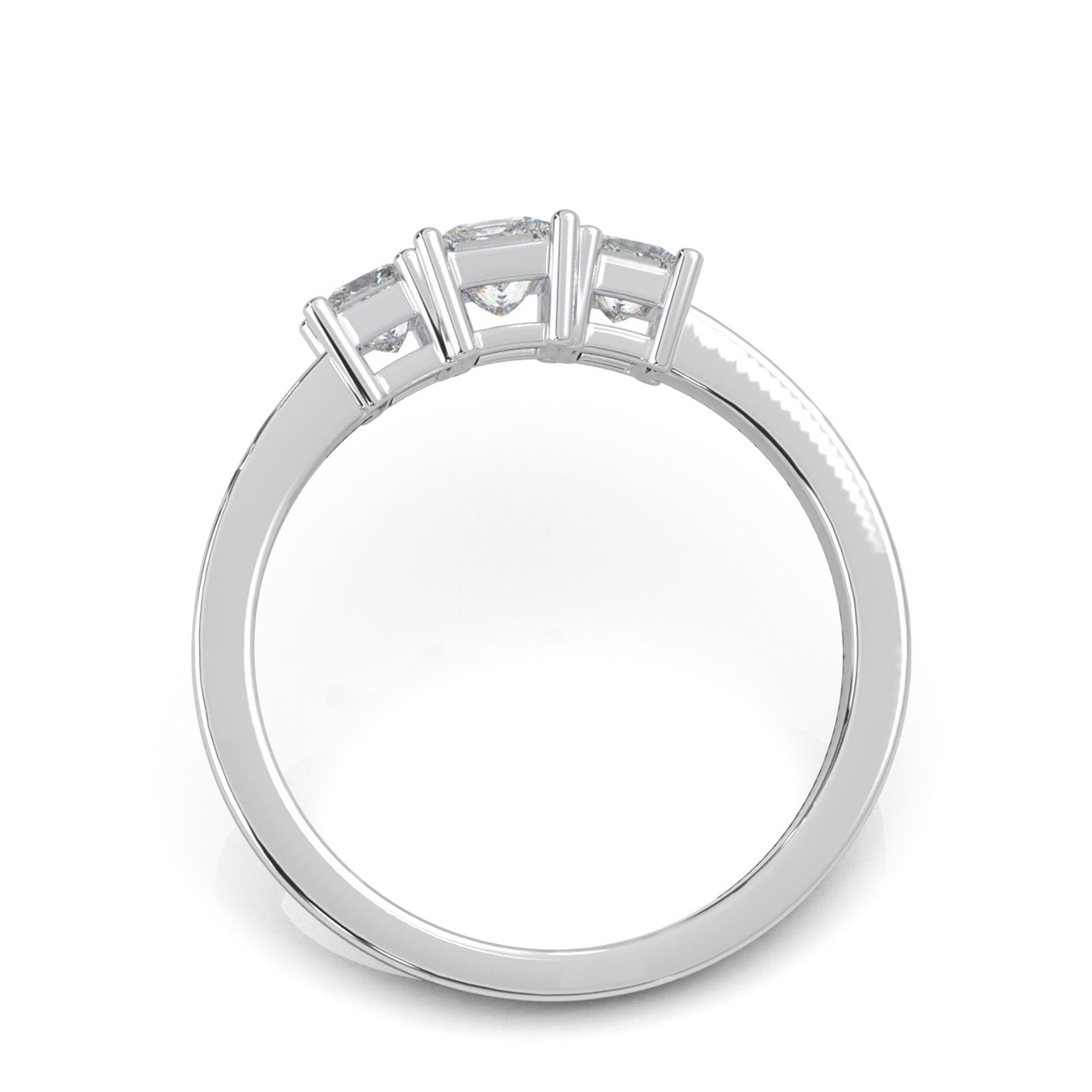 0.85 ct Moissanite Princess Cut 3 Stone Ring in 10k White Gold