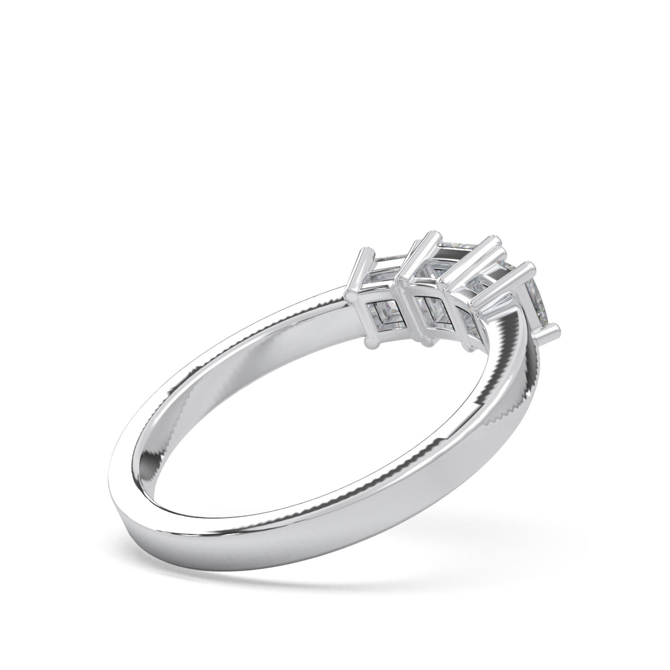 0.85 ct Moissanite Princess Cut 3 Stone Ring in 10k White Gold