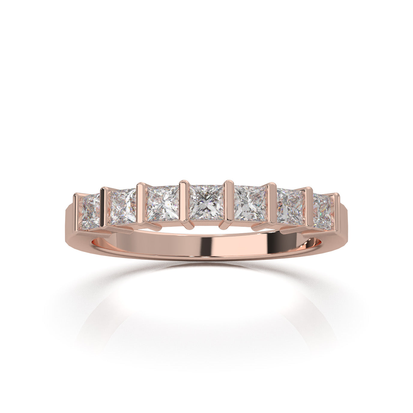 0.75 ct Moissanite Wedding Bands in 14k Rose Gold