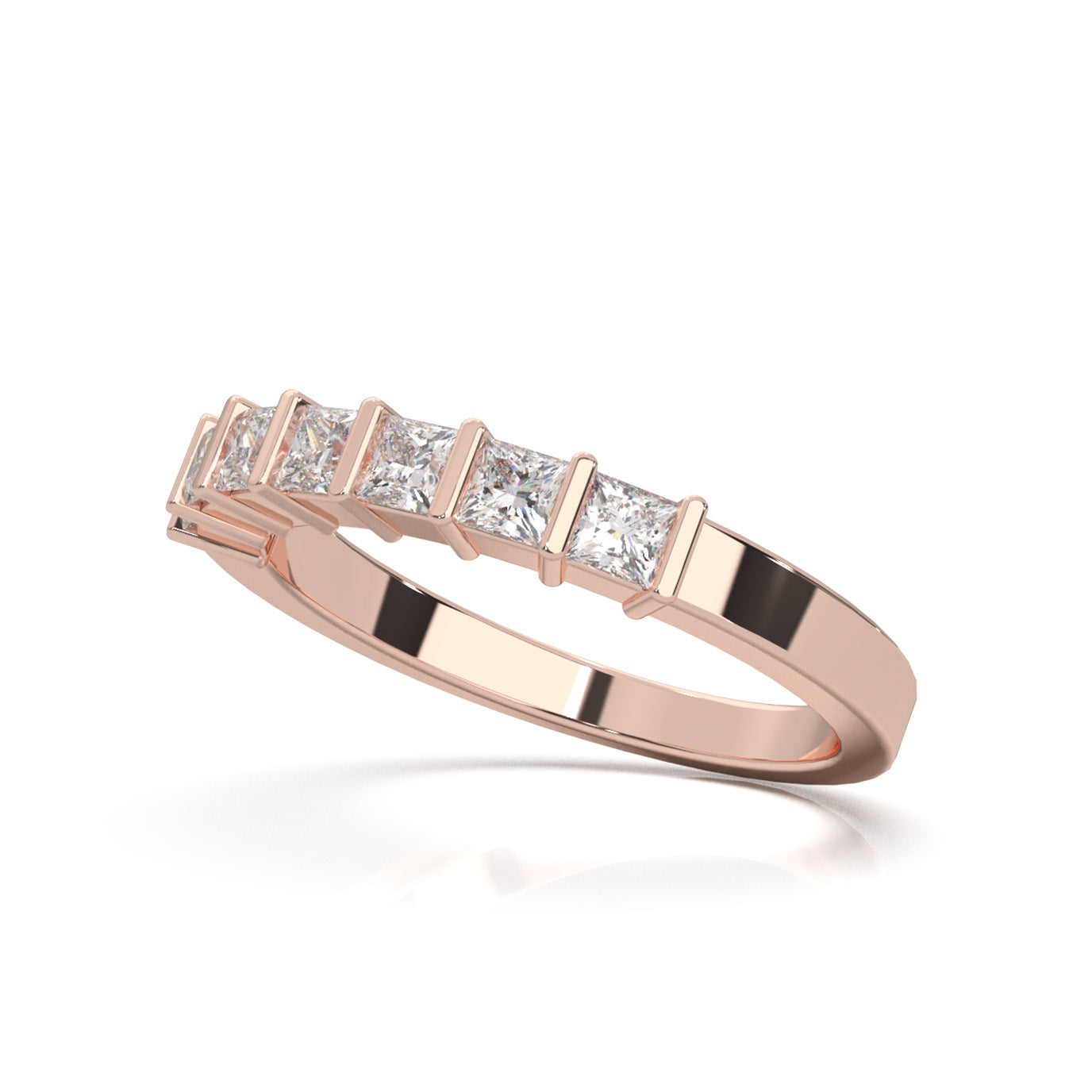 0.75 ct Moissanite Wedding Bands in 14k Rose Gold