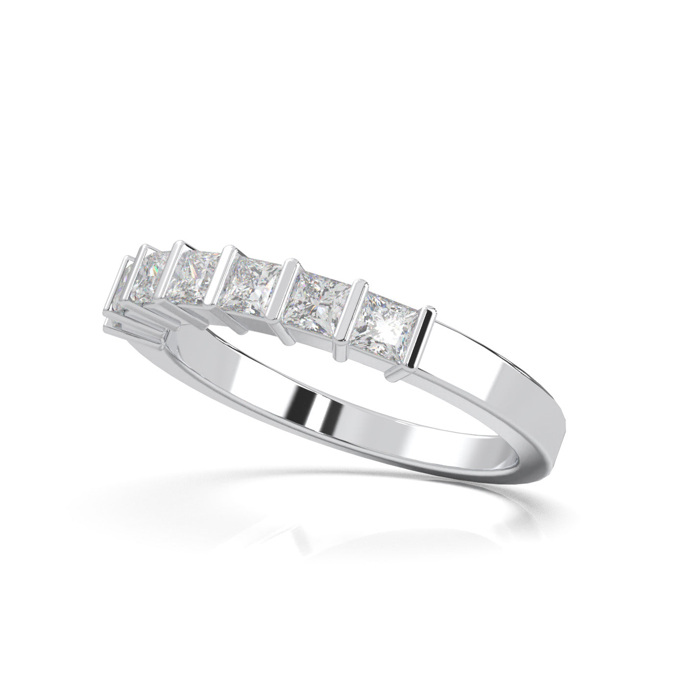 0.75 ct Natural Diamond Wedding Bands in 10k White Gold