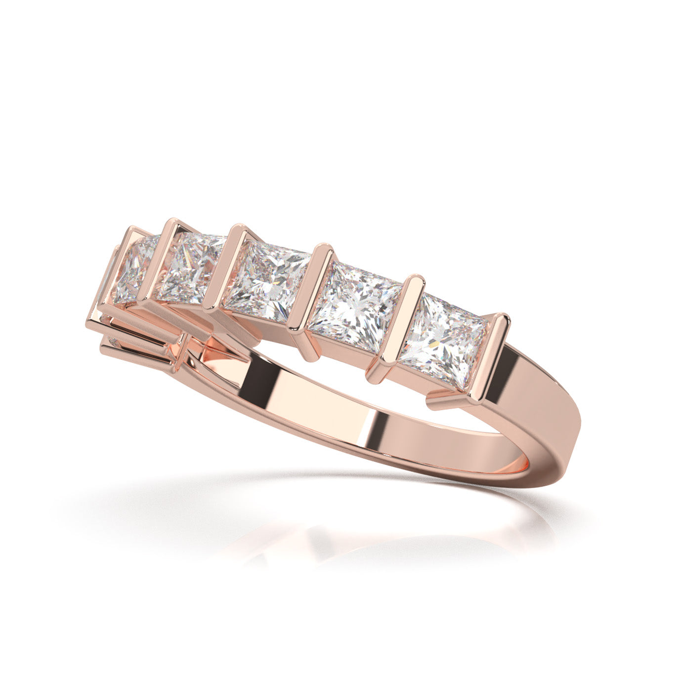 1.50 ct Moissanite Wedding Bands in 10k Rose Gold