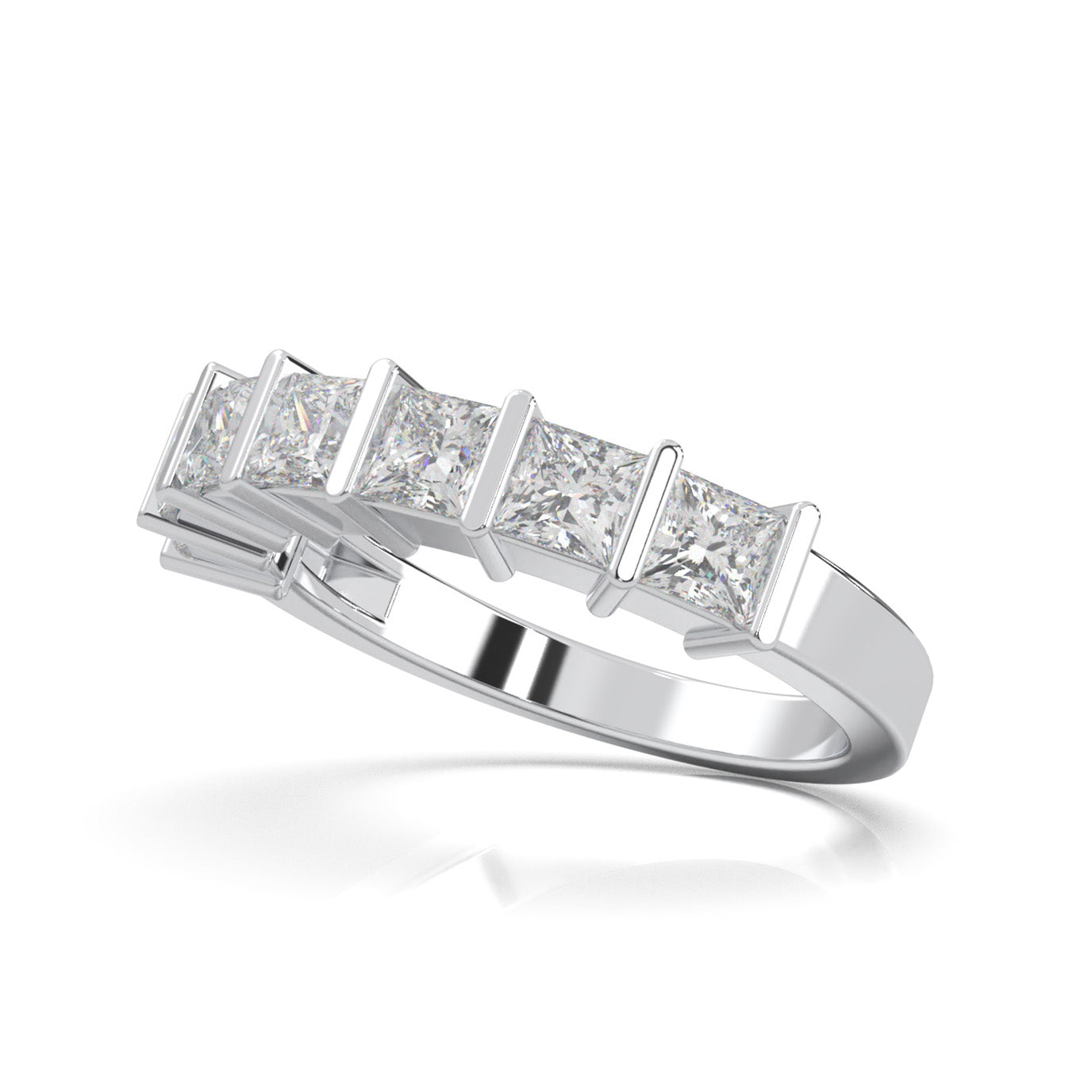 1.50 ct Natural Diamond Wedding Bands in 10k White Gold