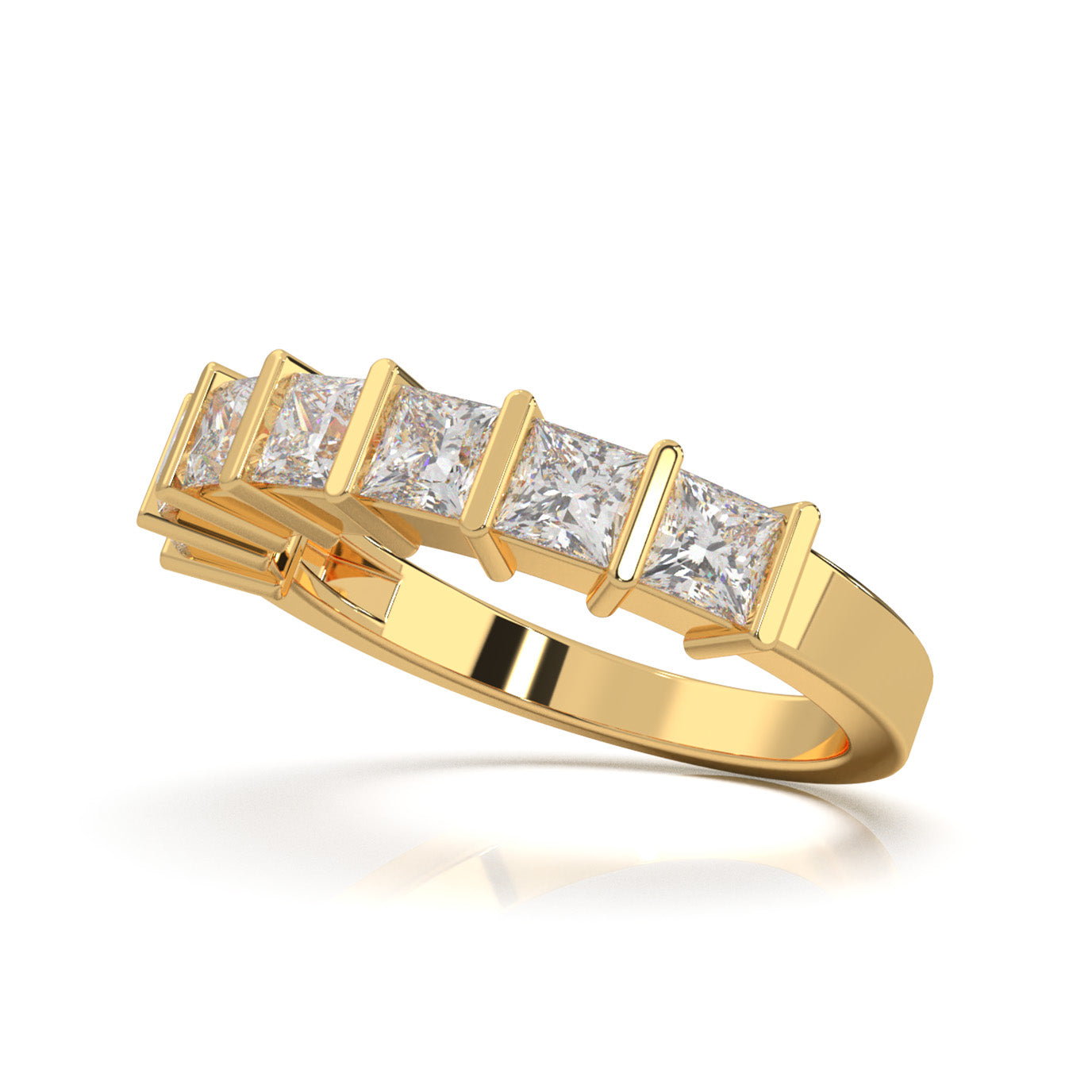 1.50 ct Moissanite Wedding Bands in 10k Yellow Gold