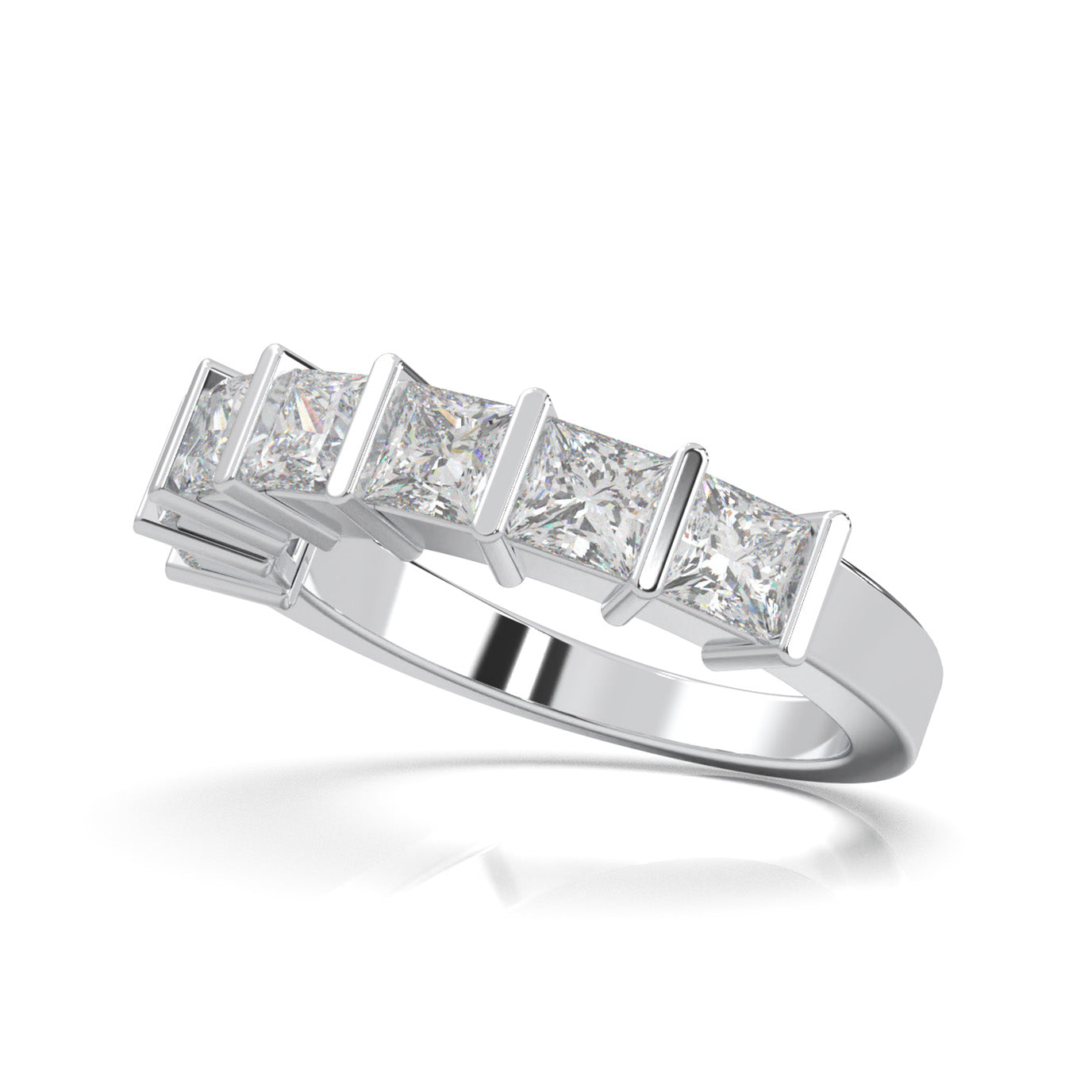 1.90 ct Moissanite Wedding Bands in 10k White Gold