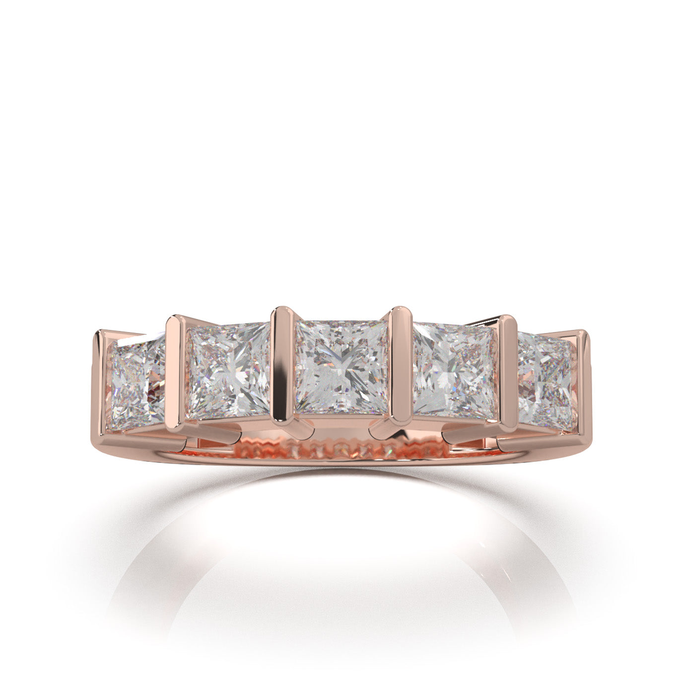 2.00 ct Moissanite Wedding Bands in 14k Rose Gold