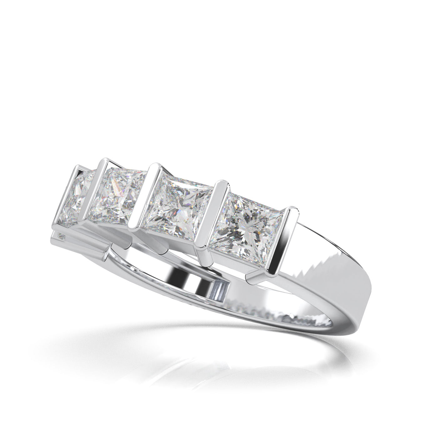 2.00 ct Moissanite Wedding Bands in 10k White Gold