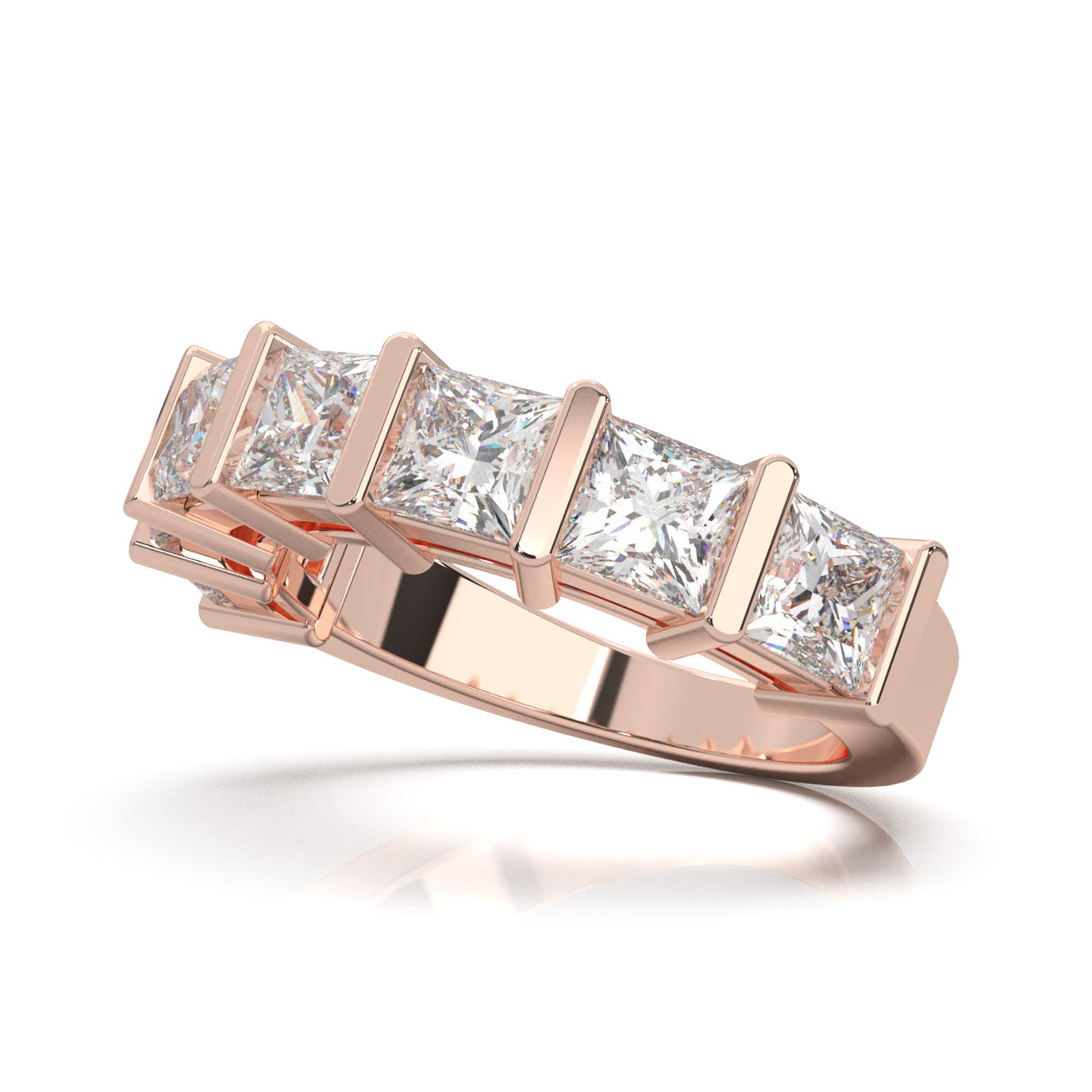 3.30 ct Moissanite Wedding Bands in 14k Rose Gold