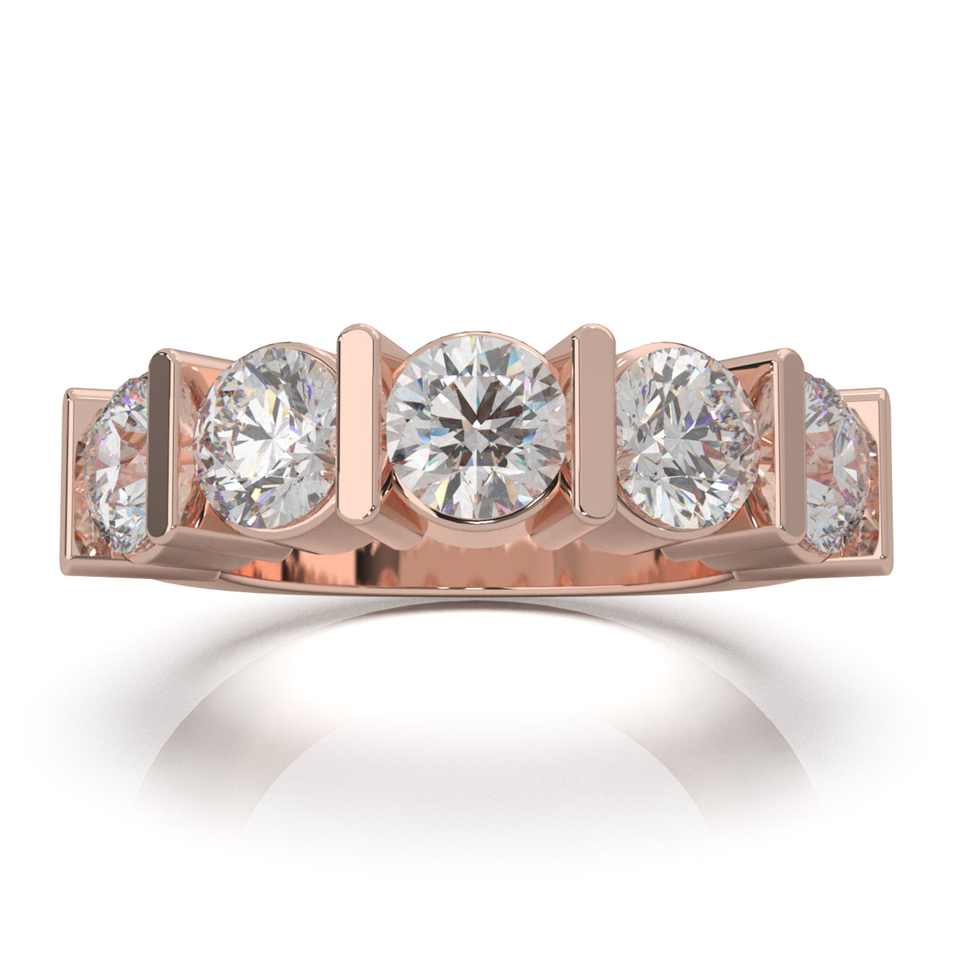 3.80 ct Natural Diamond Wedding Bands in 10k Rose Gold