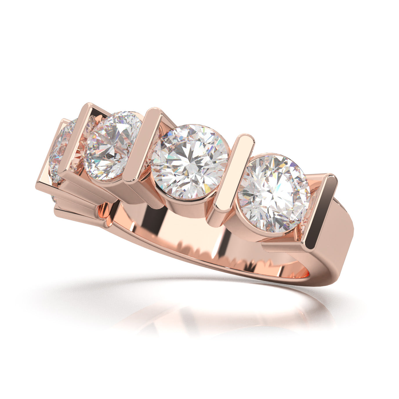 3.80 ct Natural Diamond Wedding Bands in 10k Rose Gold