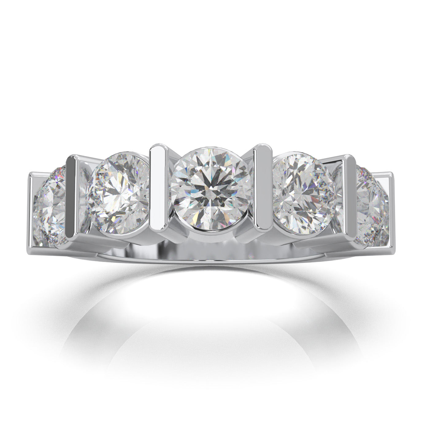 3.80 ct Natural Diamond Wedding Bands in 10k White Gold