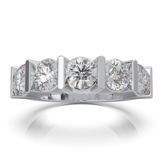 3.80 ct Natural Diamond Wedding Bands in 10k White Gold
